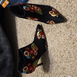 Beverly Feldman Embroidered Ankle Boots